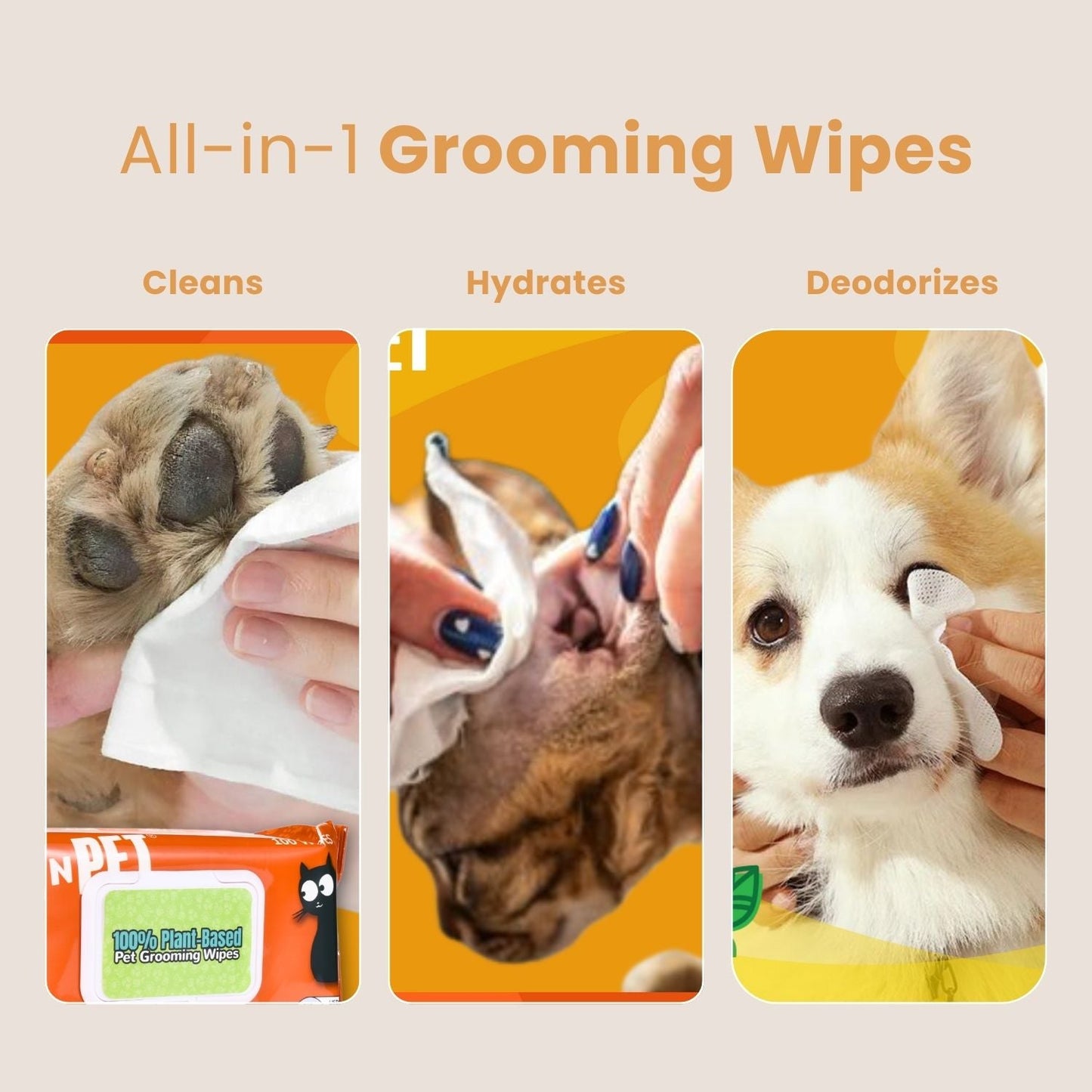 Dog Wipes Cleaning & Deodorizing 100 Count