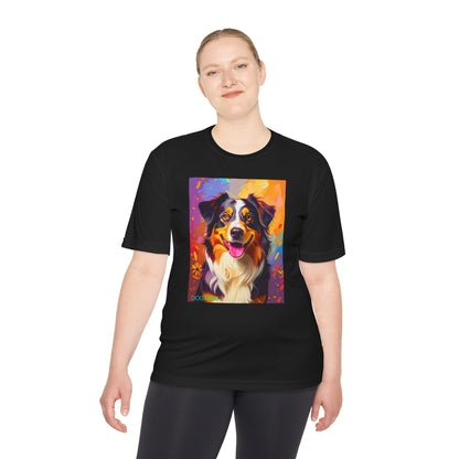 Pup Art Canvas Unisex Moisture Wicking Tee (Australian Shepherd)