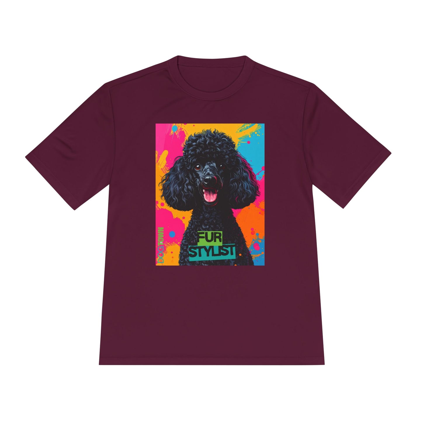 Dogtown Fur Stylist Groomer Short Sleeve Shirt (Colorful with Black Poodle)
