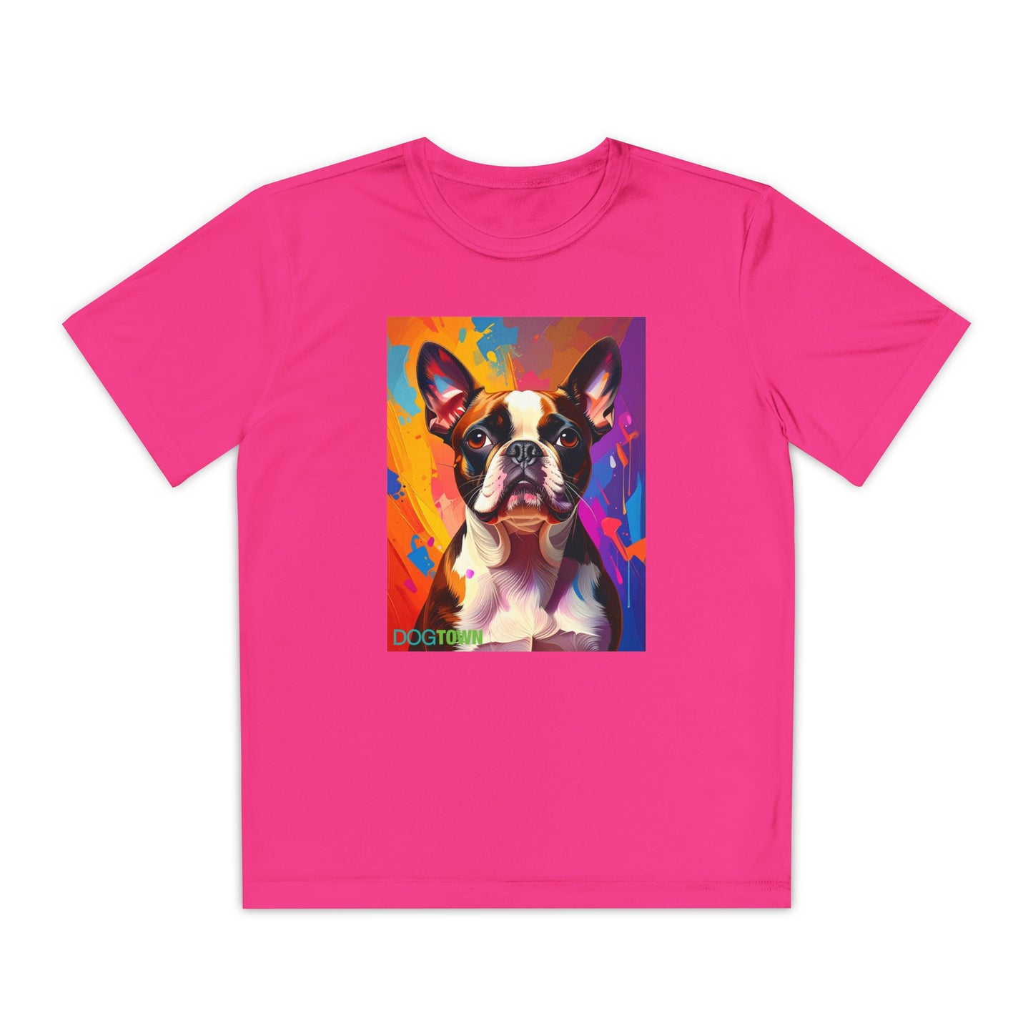 Pup Art Canvas - Kid's Sport Short Sleeve Tee (Boston Terrier)