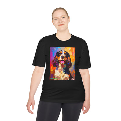 Pup Art Canvas Unisex Moisture Wicking Tee (English Springer Spaniel - 1)