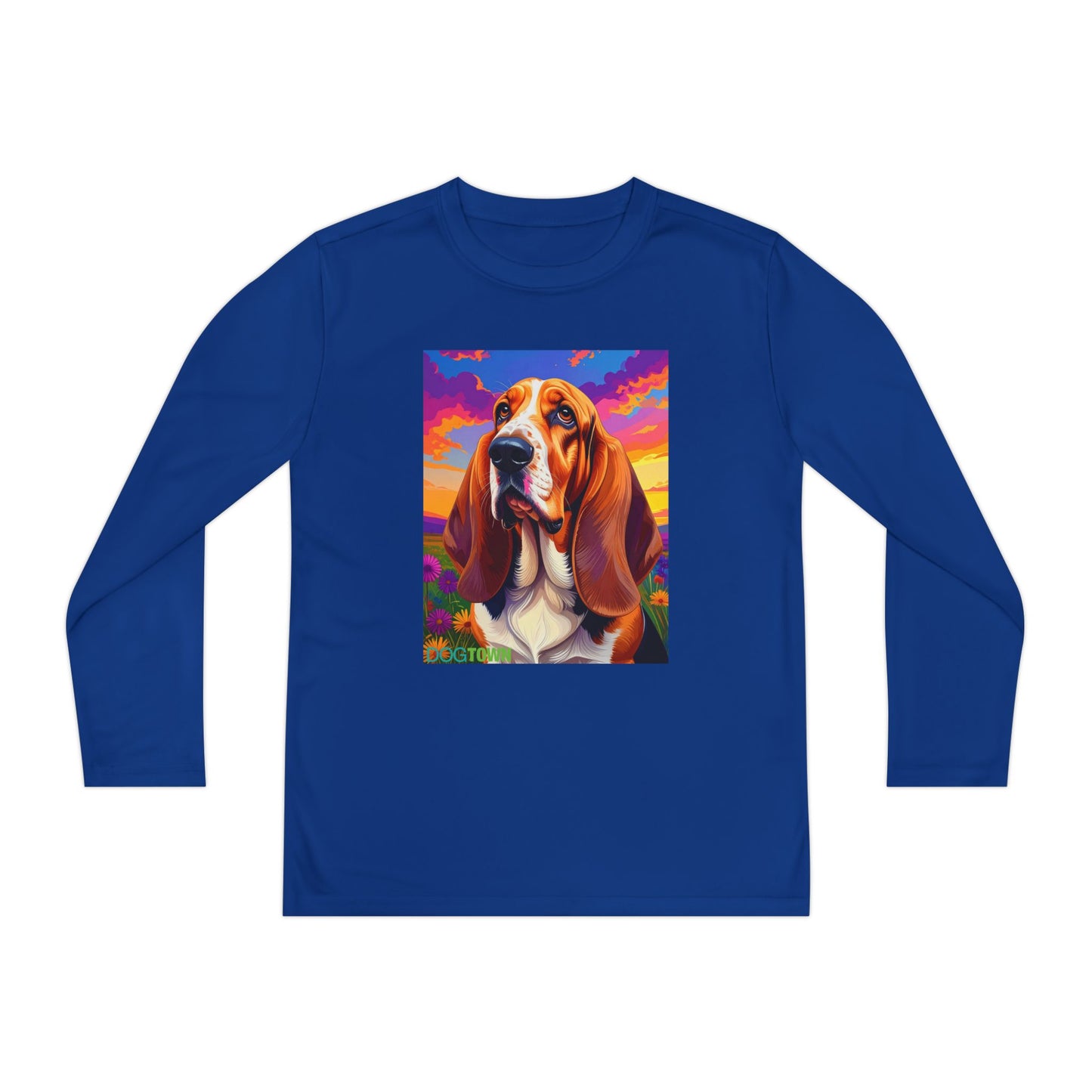 Pup Art Canvas - Kid's Sport Long Sleeve Tee (Basset Hound)