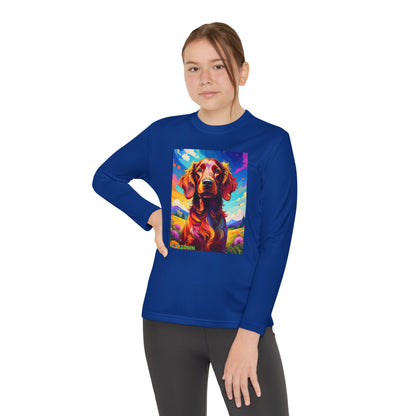 Pup Art Canvas - Kid's Sport Long Sleeve Tee (Irish Setter)