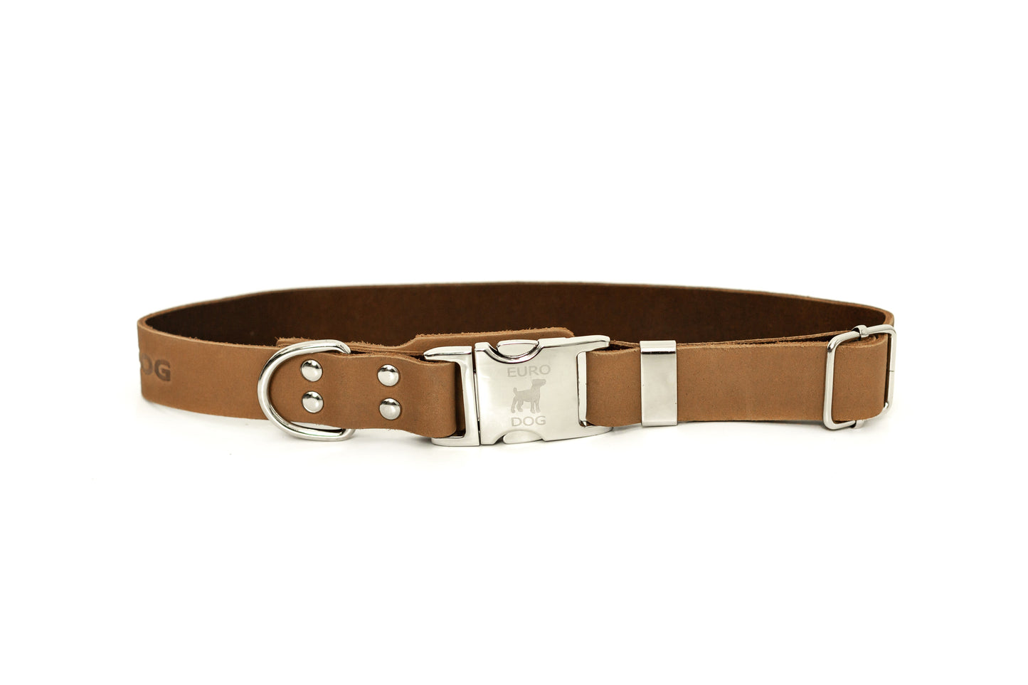 Modern Style Quick-Release Khaki Leather Dog Collar