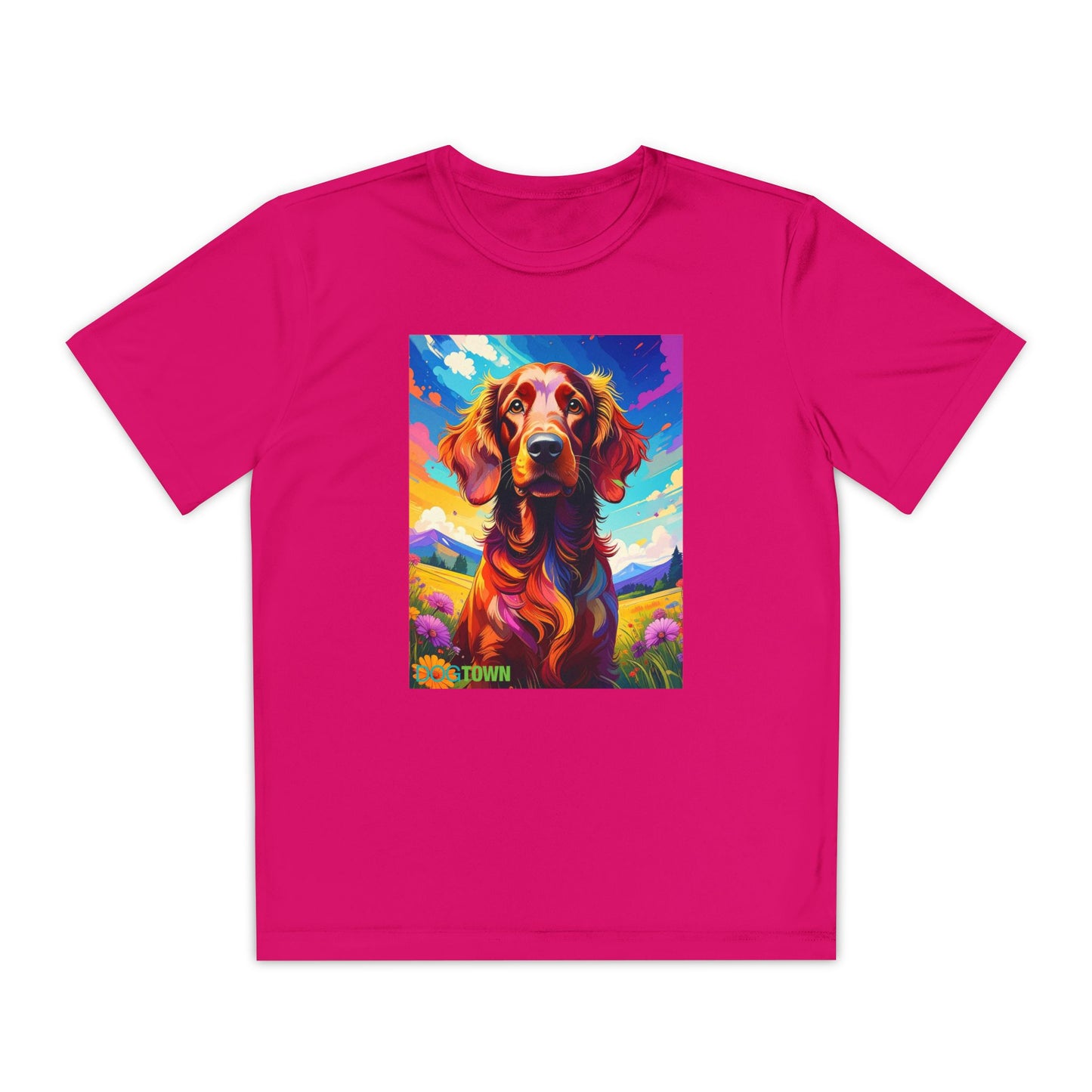 Pup Art Canvas - Kid's Sport Short Sleeve Tee (Irish Setter)