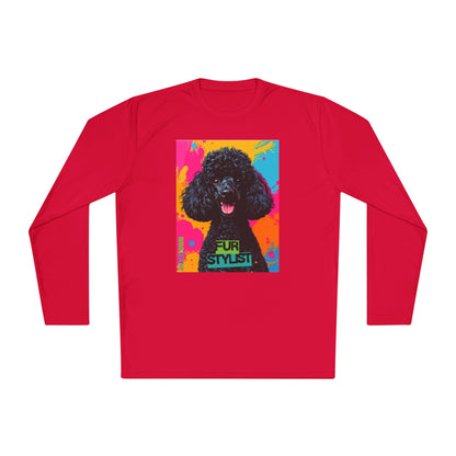 Dogtown Fur Stylist Groomer Long Sleeve Shirt (Colorful with Black Poodle)