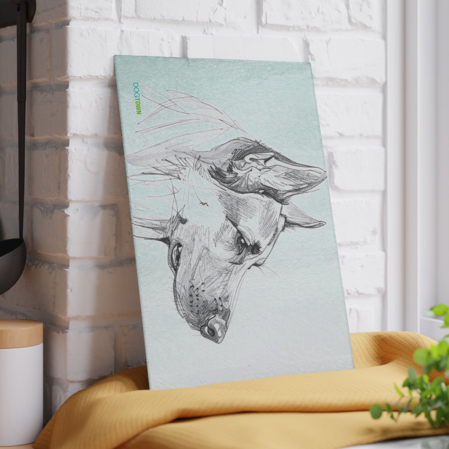 Dogtown German Shepherd Dog Portrait Glass Cutting Board - Unique Kitchen Gift for Pet Lovers, Dog-Themed Decor, Animal Gifts, Housewarming Present