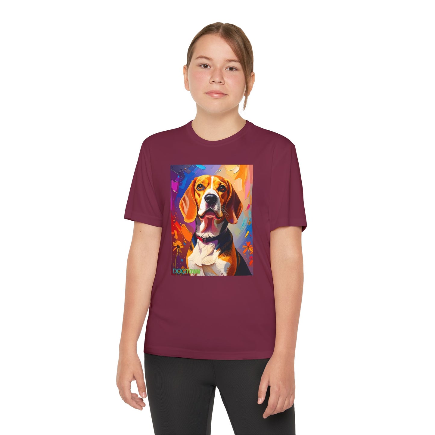 Pup Art Canvas - Kid's Sport Short Sleeve Tee (Beagle)