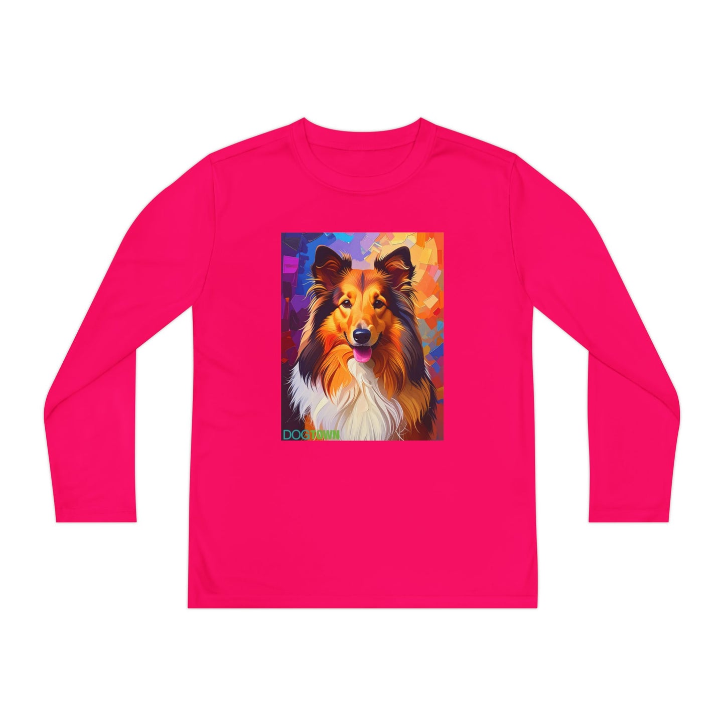 Pup Art Canvas - Kid's Sport Long Sleeve Tee (Sheltie - Shetland Sheepdog)