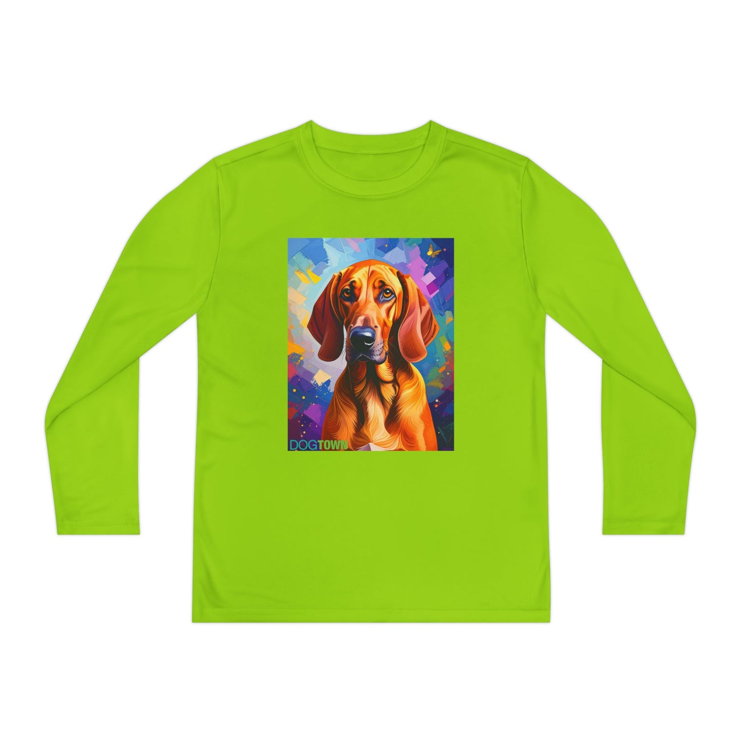 Pup Art Canvas - Kid's Sport Long Sleeve Tee (Redbone Coonhound)