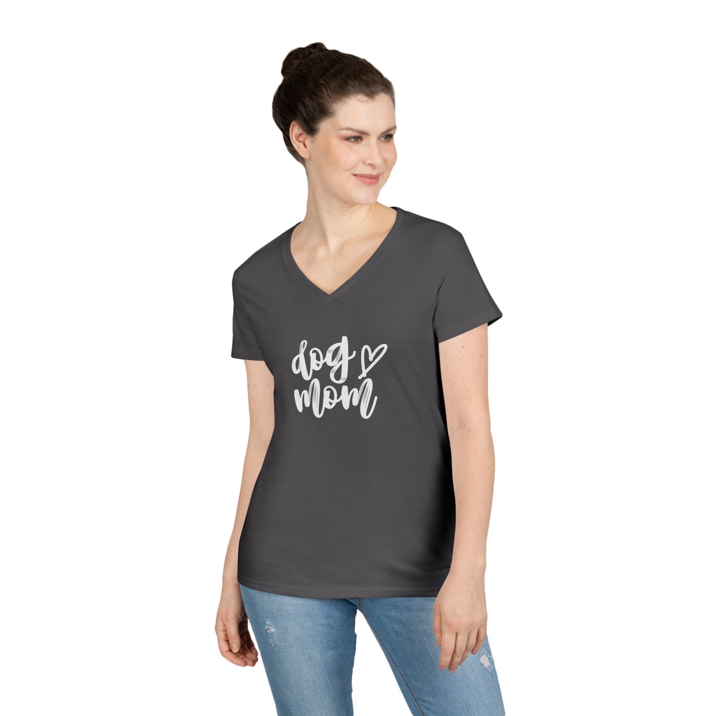 Dog Mom V-Neck T-Shirt, Cute Pet Lover Gift, Dog Lover Tee, Canine Mom Shirt, Casual Dog Apparel