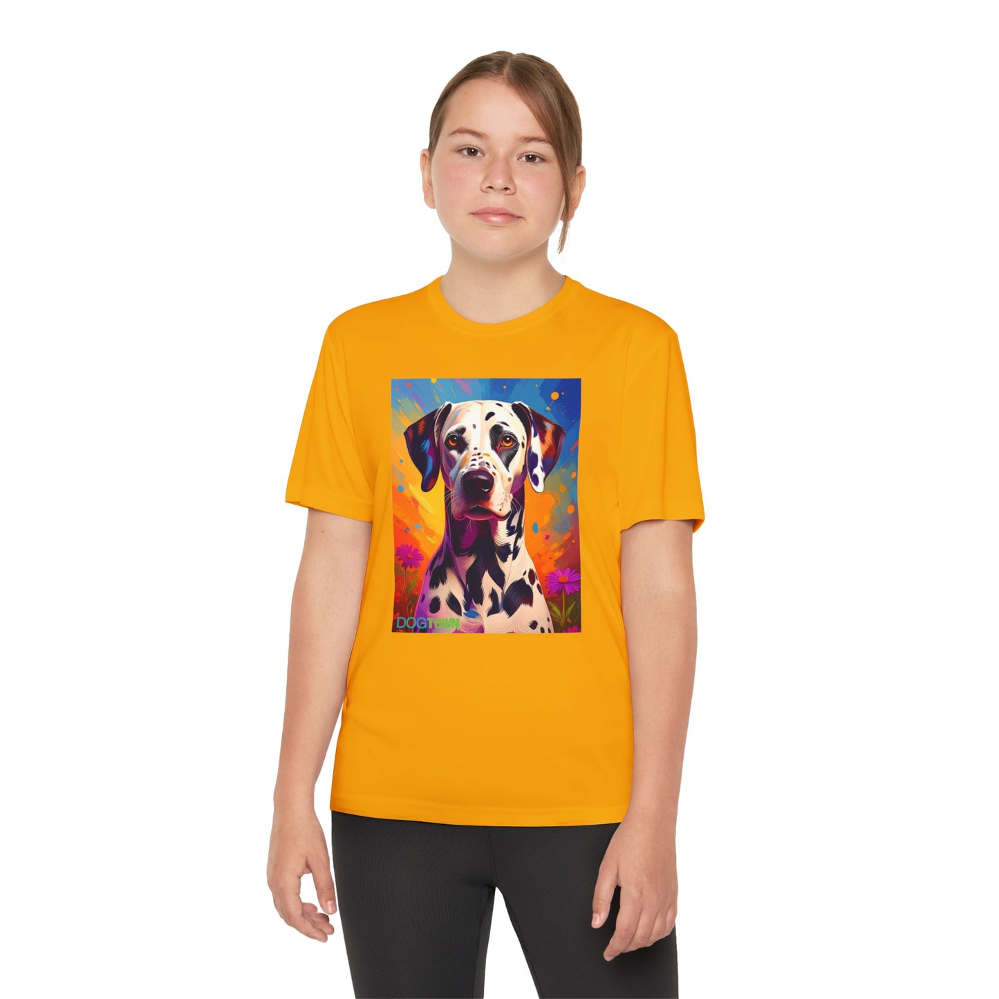 Pup Art Canvas - Kid's Sport Short Sleeve Tee (Dalmatian)