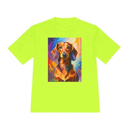 Pup Art Canvas Unisex Moisture Wicking Tee (Dachshund)