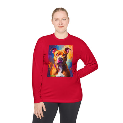 Pup Art Canvas Sport Long Sleeve Tee (Pit Bull)