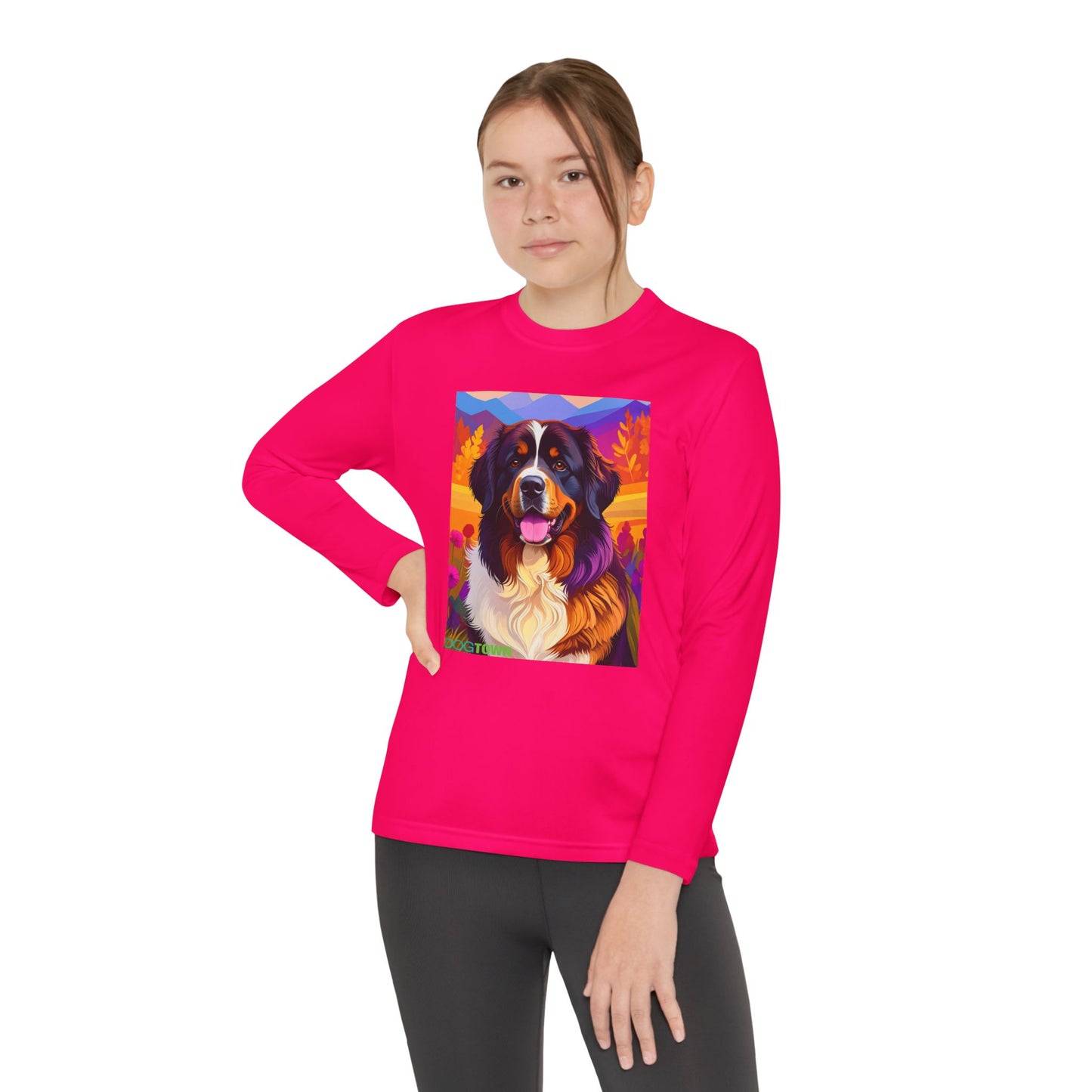 Pup Art Canvas - Kid's Sport Long Sleeve Tee (Bernese Mountain Dog)