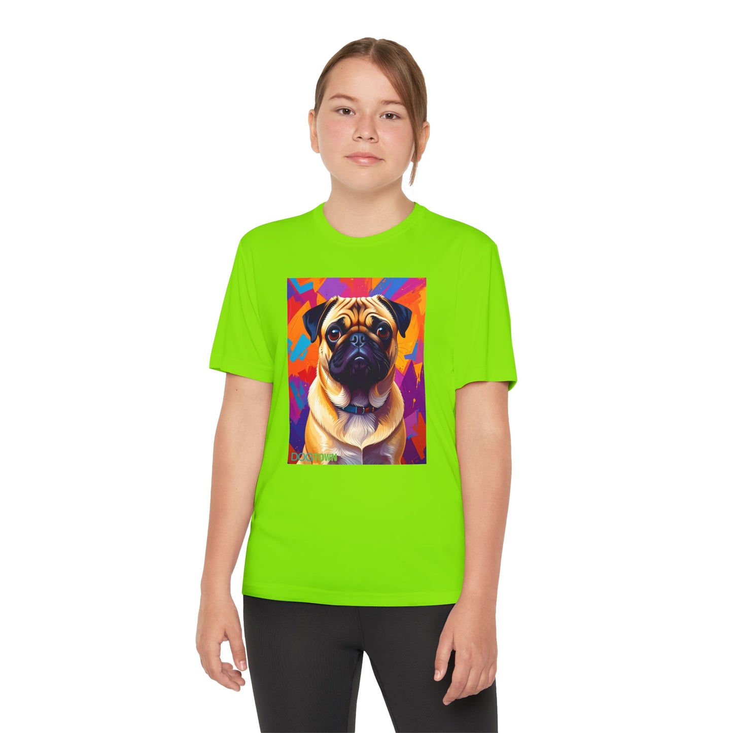 Pup Art Canvas - Kid's Sport Short Sleeve Tee (Pug)