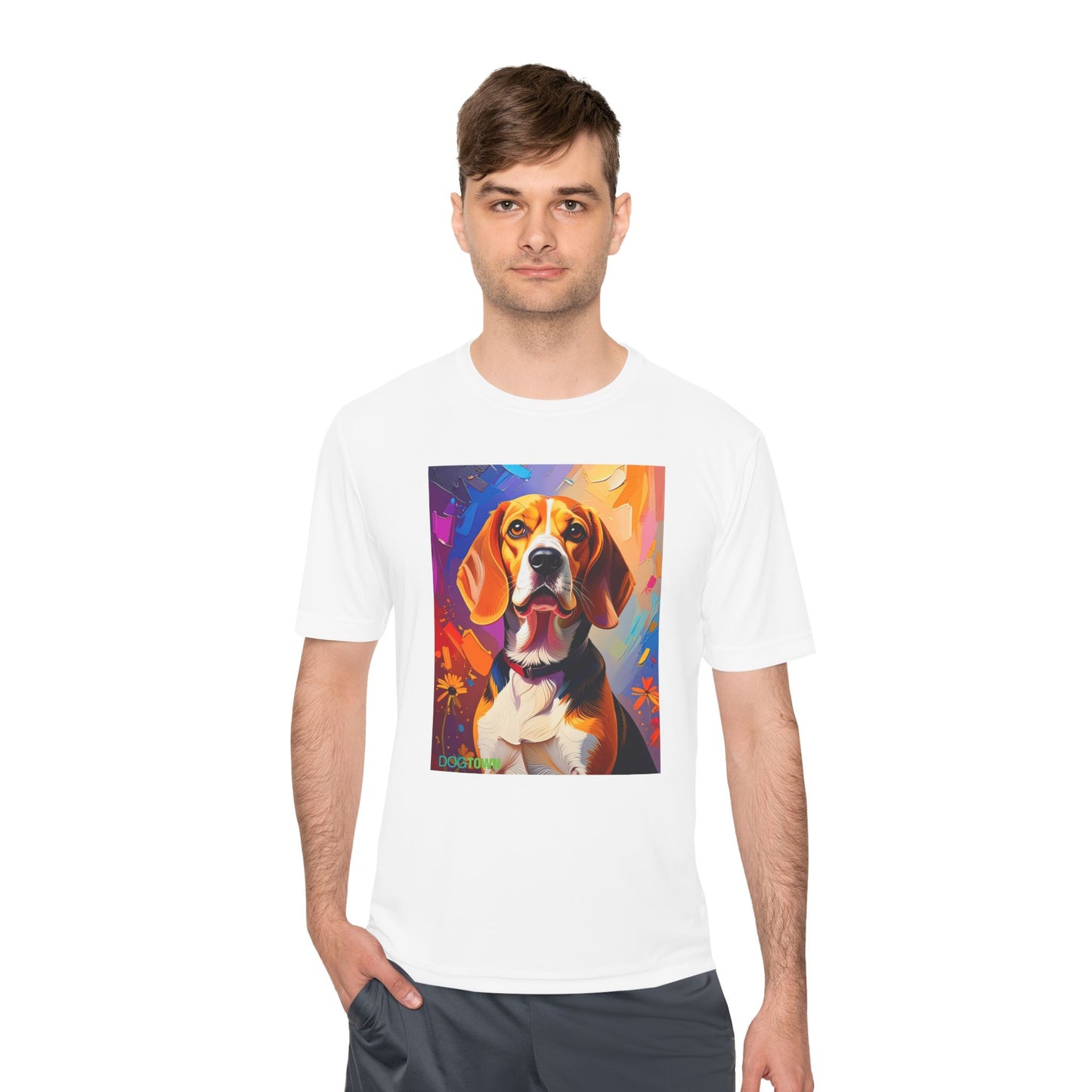 Pup Art Canvas Unisex Moisture Wicking Tee (Beagle)