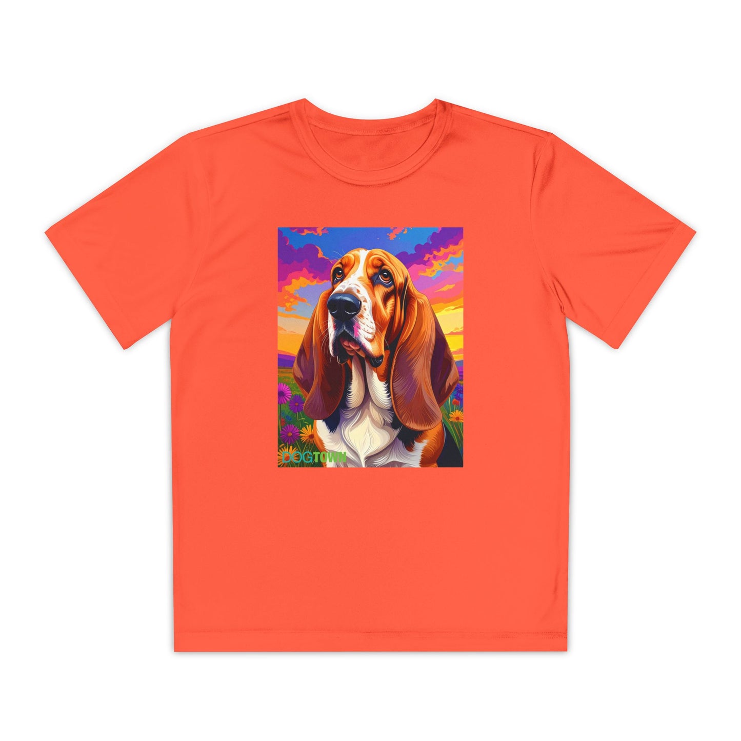 Pup Art Canvas - Kid's Sport Short Sleeve Tee (Basset Hound)