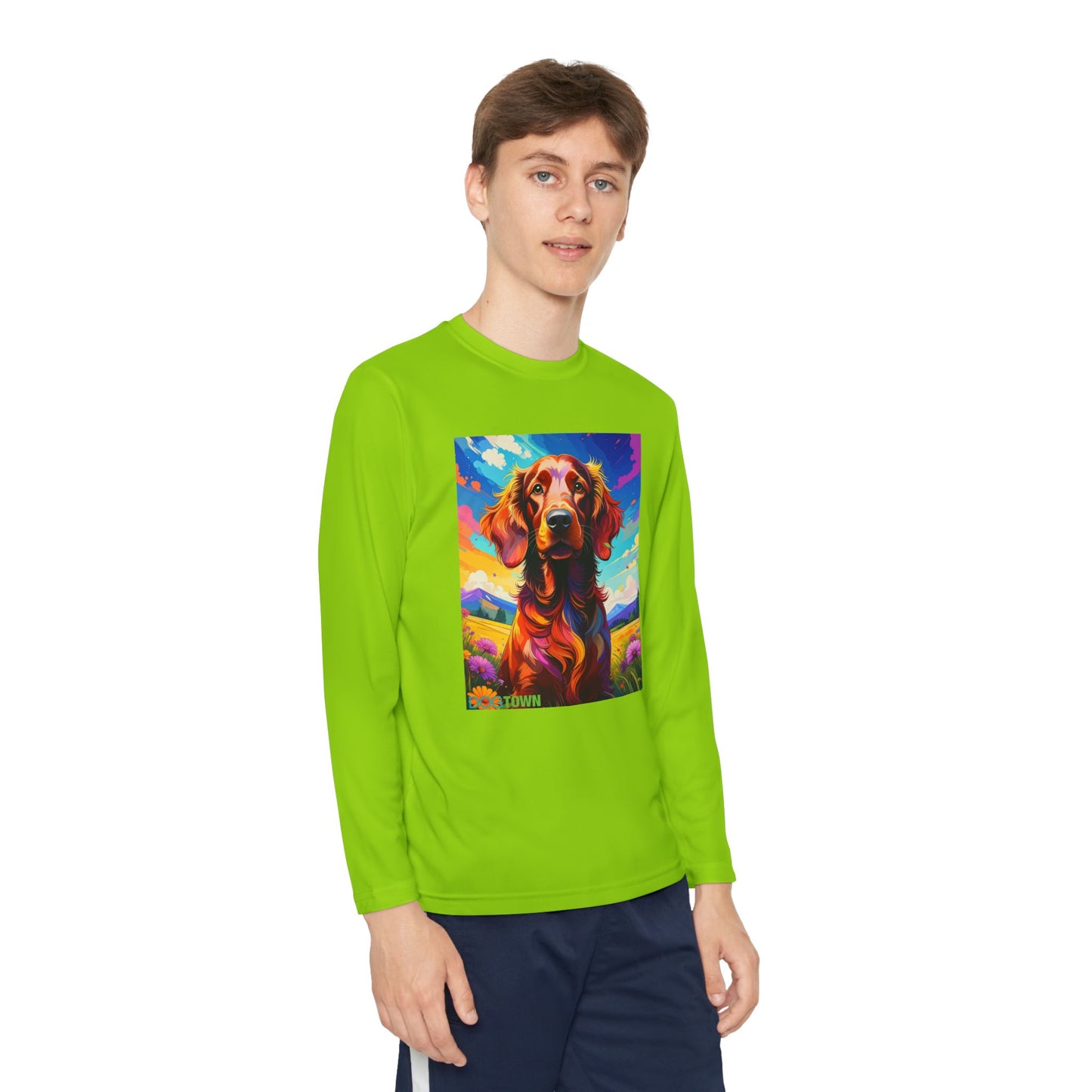 Pup Art Canvas - Kid's Sport Long Sleeve Tee (Irish Setter)