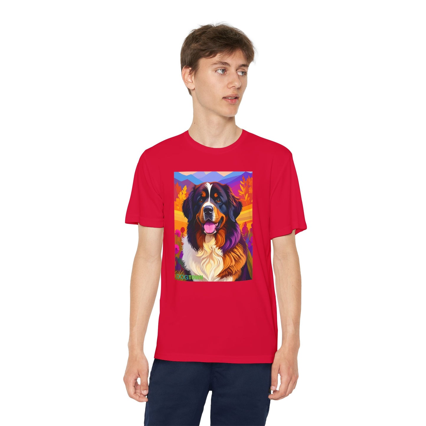 Pup Art Canvas - Kid's Sport Short Sleeve Tee (Bernese Mountain Dog)