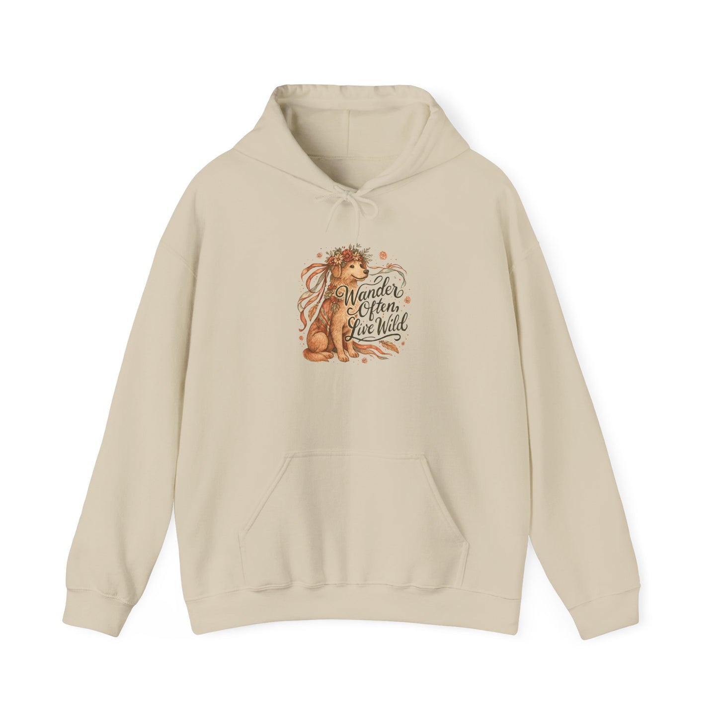 Dogtown Boho Revival Unisex Heavy Blend™ Hooded Sweatshirt (Golden Retriever)