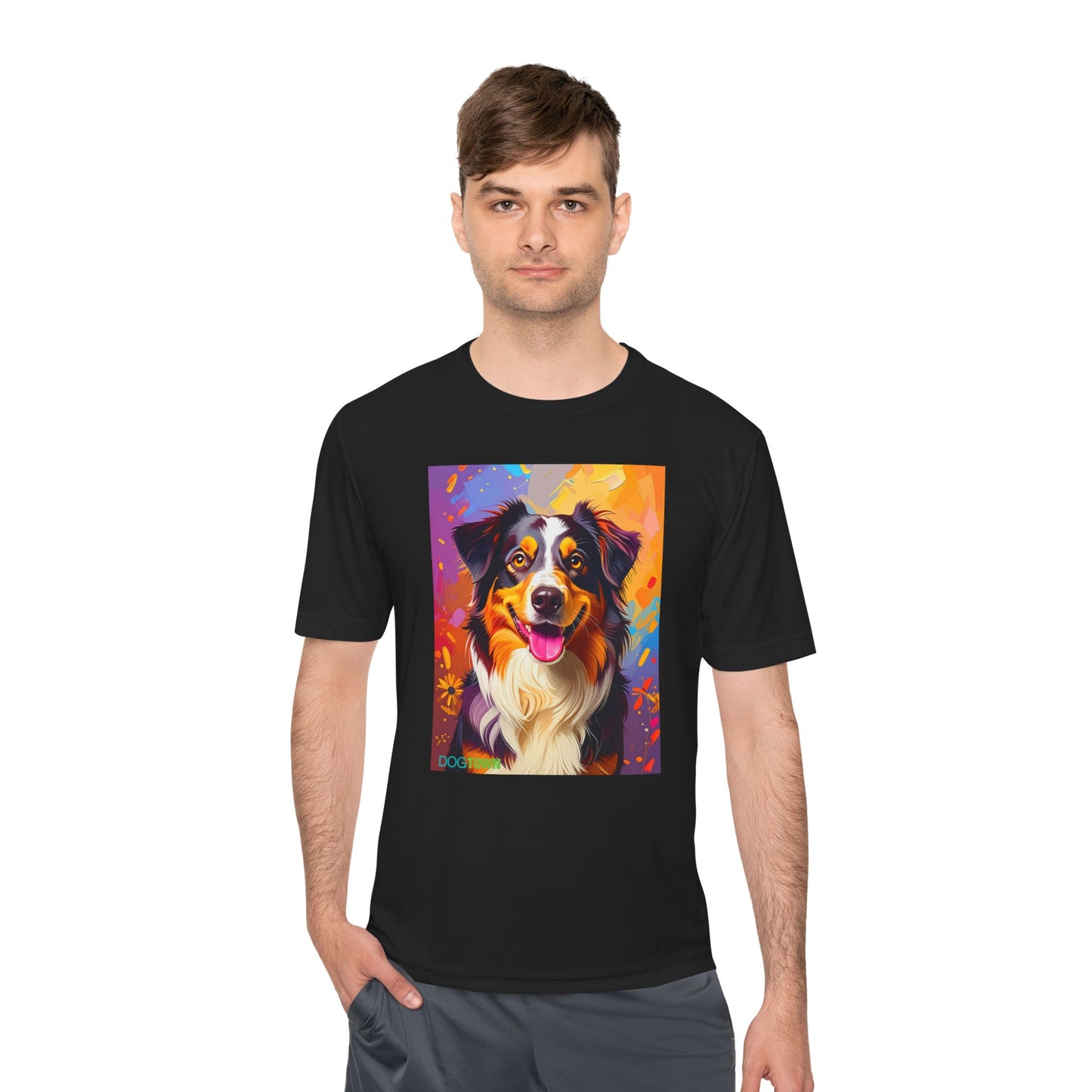 Pup Art Canvas Unisex Moisture Wicking Tee (Australian Shepherd)