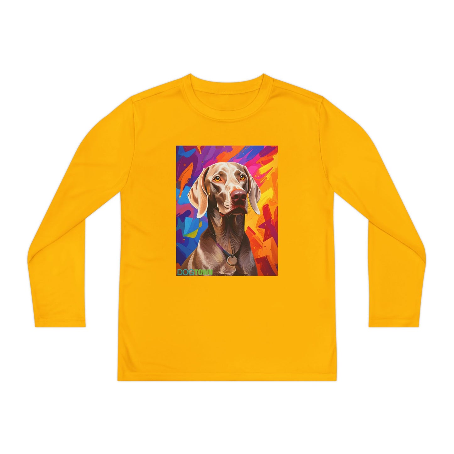 Pup Art Canvas - Kid's Sport Long Sleeve Tee (Weimaraner)