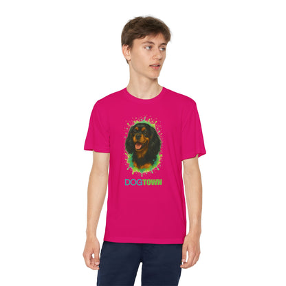 2025 Breed Collection - Kid's Polyester Thin Short Sleeve Tee - Black and Tan Cavalier King Charles Spaniel