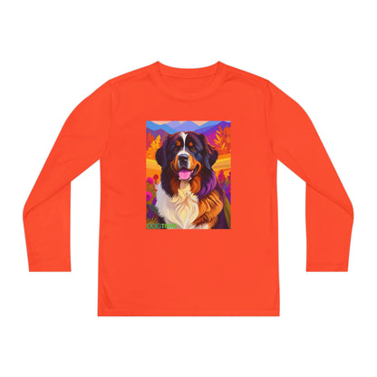 Pup Art Canvas - Kid's Sport Long Sleeve Tee (Bernese Mountain Dog)