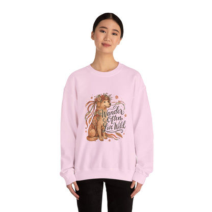 Dogtown Boho Revival Unisex Heavy Blend™ Crewneck Sweatshirt (Golden Retriever)