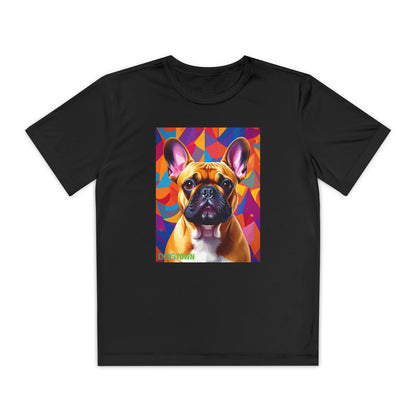 Pup Art Canvas - Kid's Sport Short Sleeve Tee (French Bulldog)