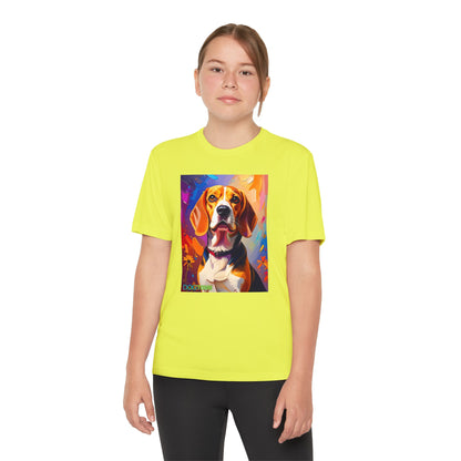 Pup Art Canvas - Kid's Sport Short Sleeve Tee (Beagle)