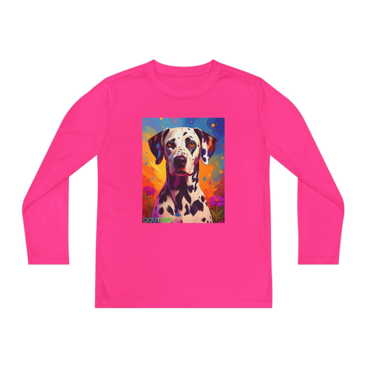 Pup Art Canvas - Kid's Sport Long Sleeve Tee (Dalmatian)