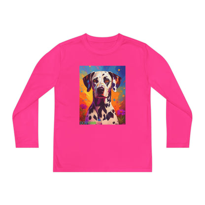 Pup Art Canvas - Kid's Sport Long Sleeve Tee (Dalmatian)