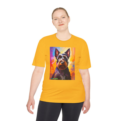 Pup Art Canvas Unisex Moisture Wicking Tee (Scottish Terrier)