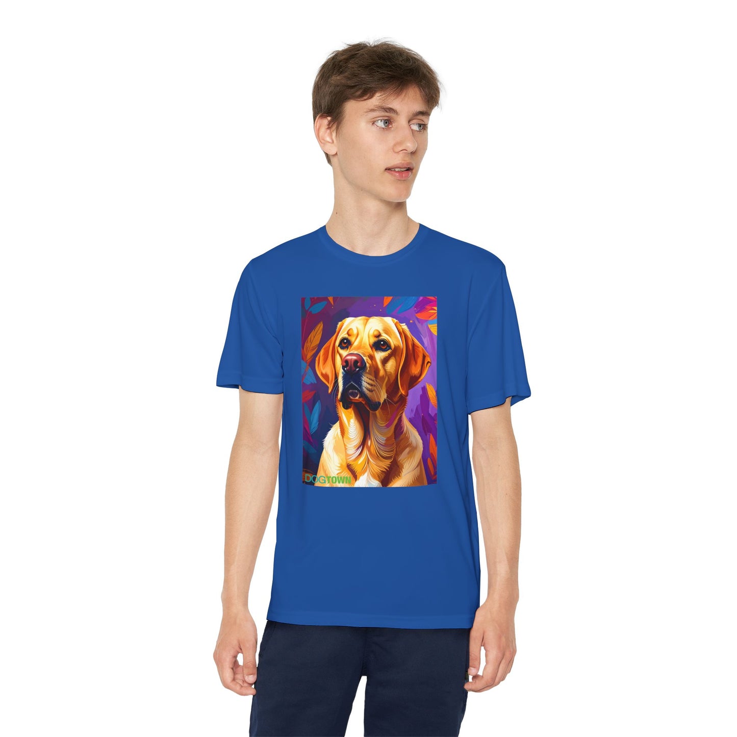Pup Art Canvas - Kid's Sport Short Sleeve Tee (Yellow Lab)