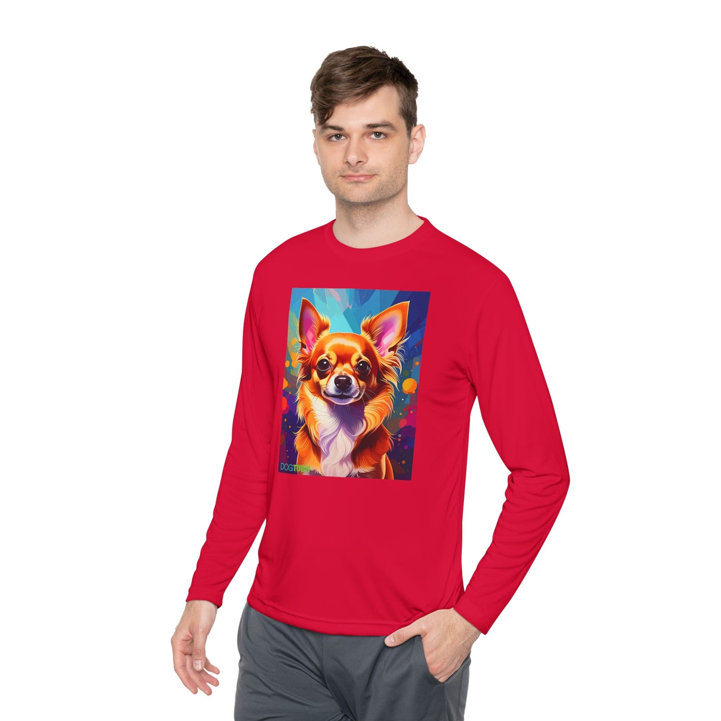 Pup Art Canvas Sport Long Sleeve Tee (Chihuahua)