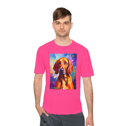 Pup Art Canvas Unisex Moisture Wicking Tee (Redbone Coonhound)