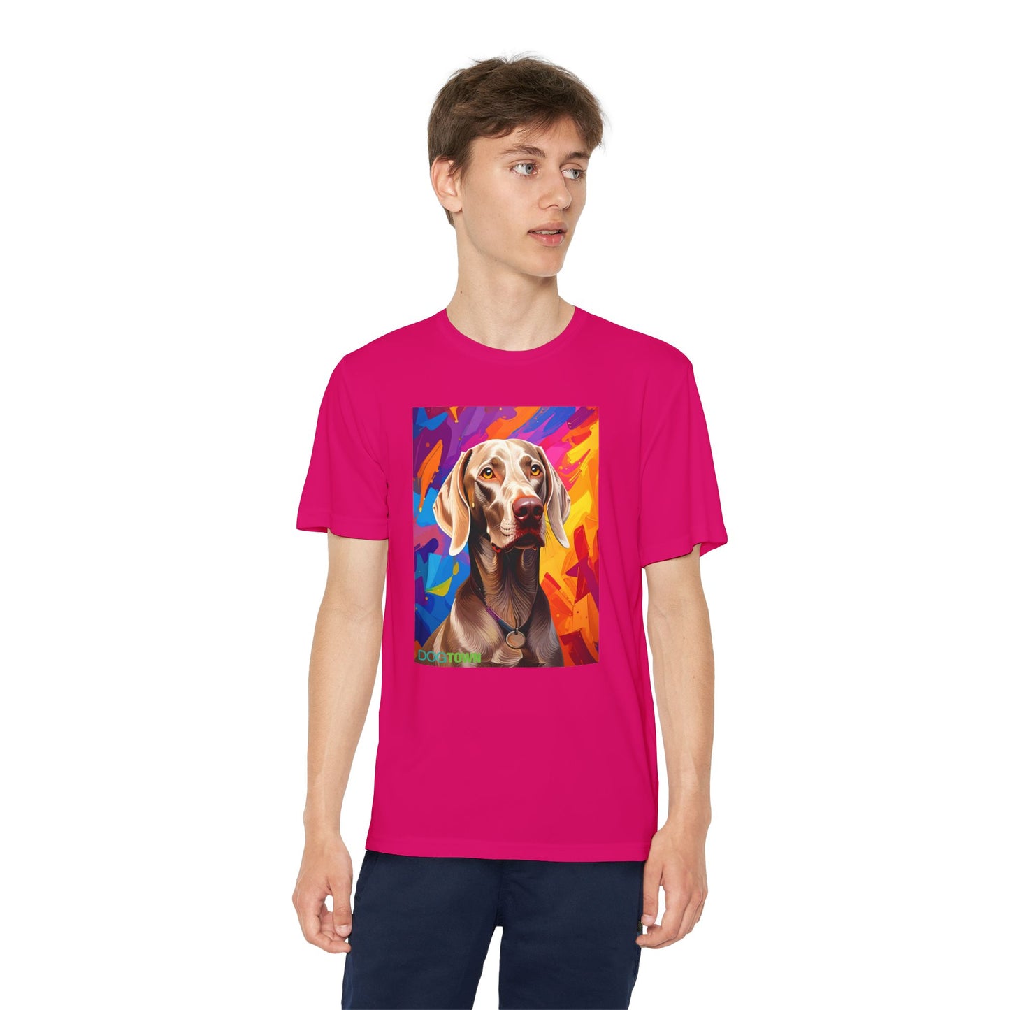Pup Art Canvas - Kid's Sport Short Sleeve Tee (Weimaraner)