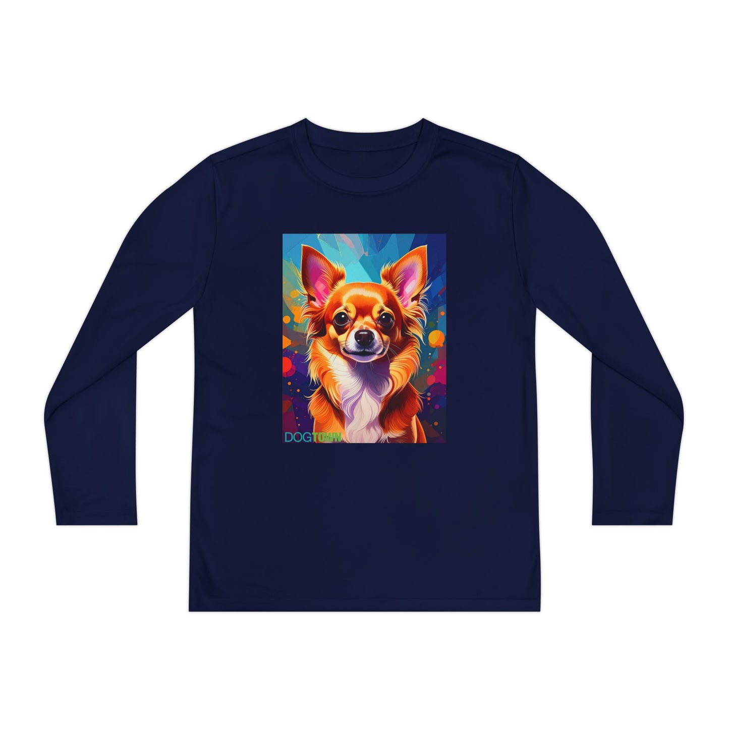 Pup Art Canvas - Kid's Sport Long Sleeve Tee (Chihuahua)