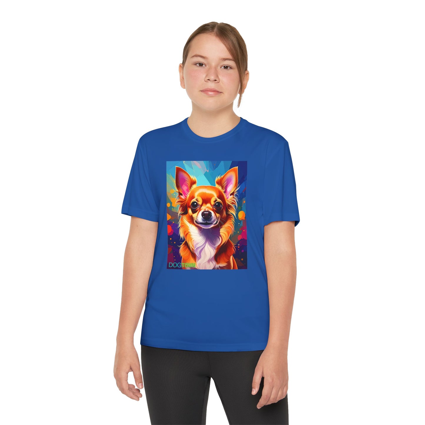 Pup Art Canvas - Kid's Sport Short Sleeve Tee (Chihuauha)