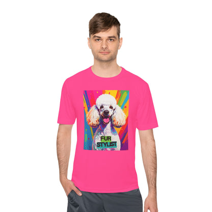 Dogtown Fur Stylist Groomer Short Sleeve Shirt (Colorful with White Poodle)