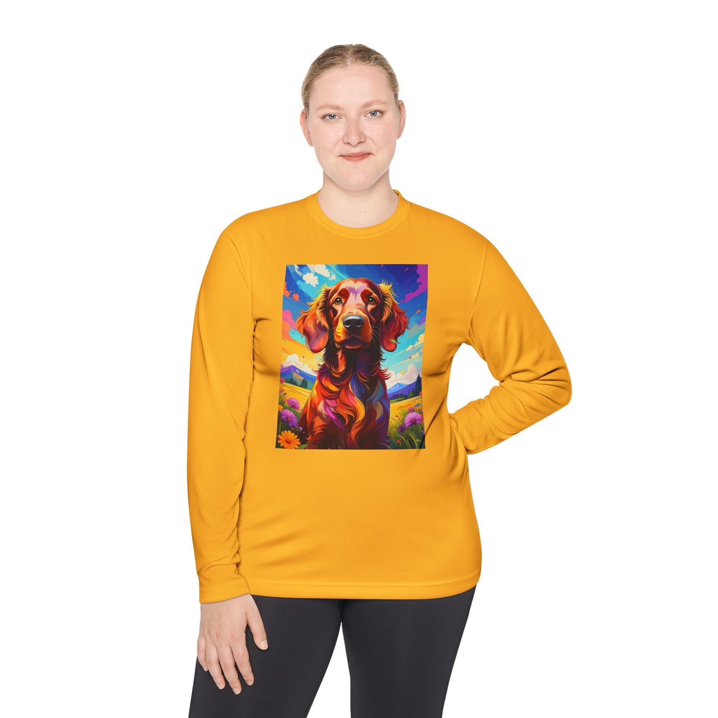 Pup Art Canvas Sport Long Sleeve Tee (Irish Setter)