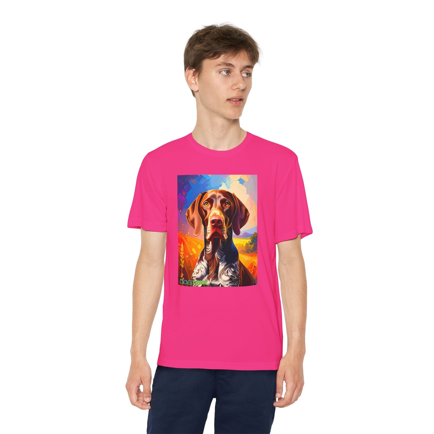Pup Art Canvas - Kid's Sport Short Sleeve Tee (German Shorthaired Pointer)