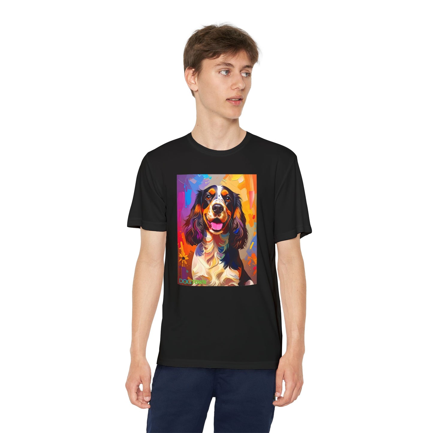 Pup Art Canvas - Kid's Sport Short Sleeve Tee (English Springer Spaniel)