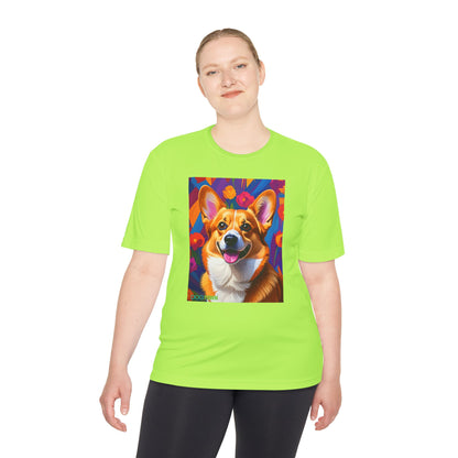 Pup Art Canvas Unisex Moisture Wicking Tee (Corgi)