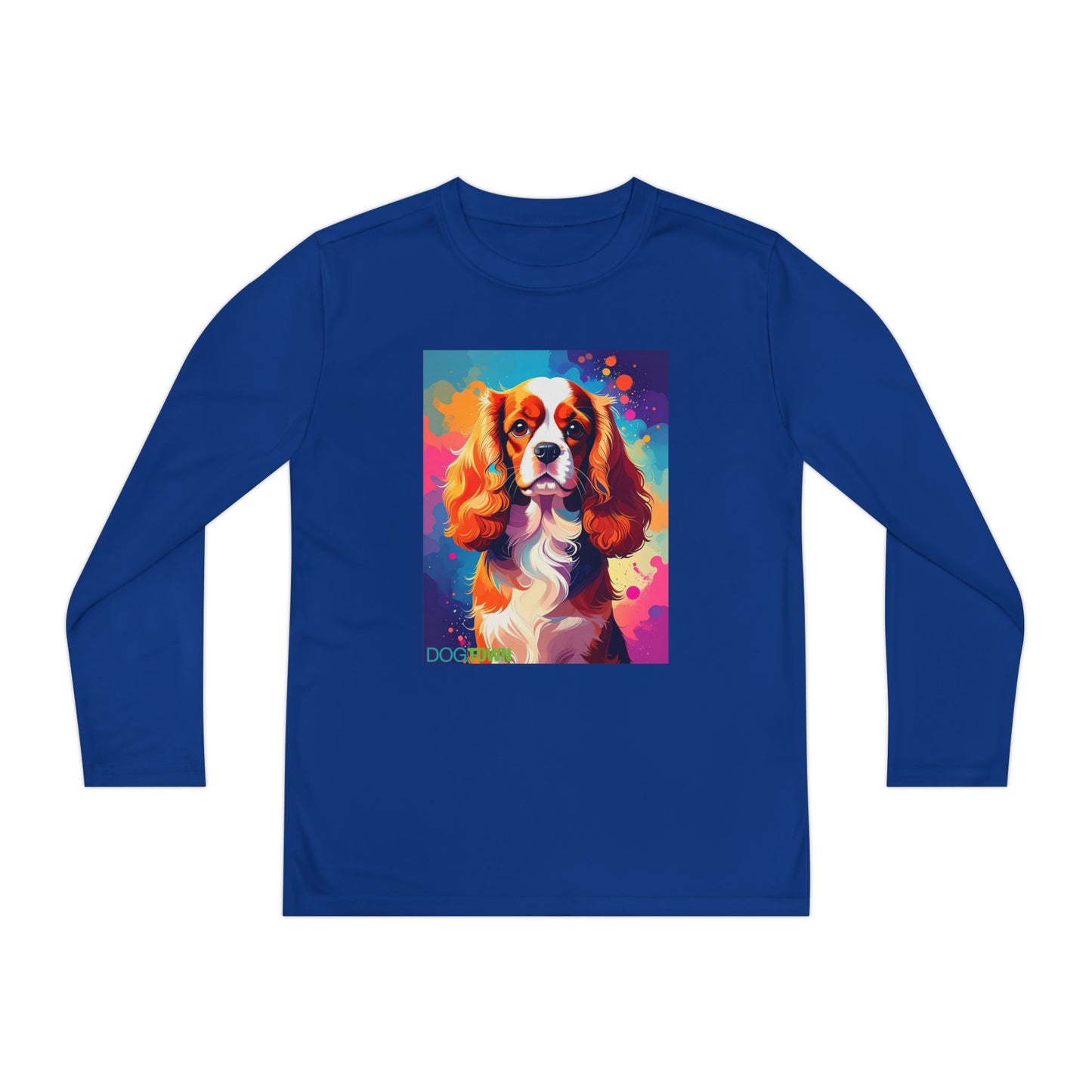 Pup Art Canvas - Kid's Sport Long Sleeve Tee (Cavalier King Charles Spaniel)