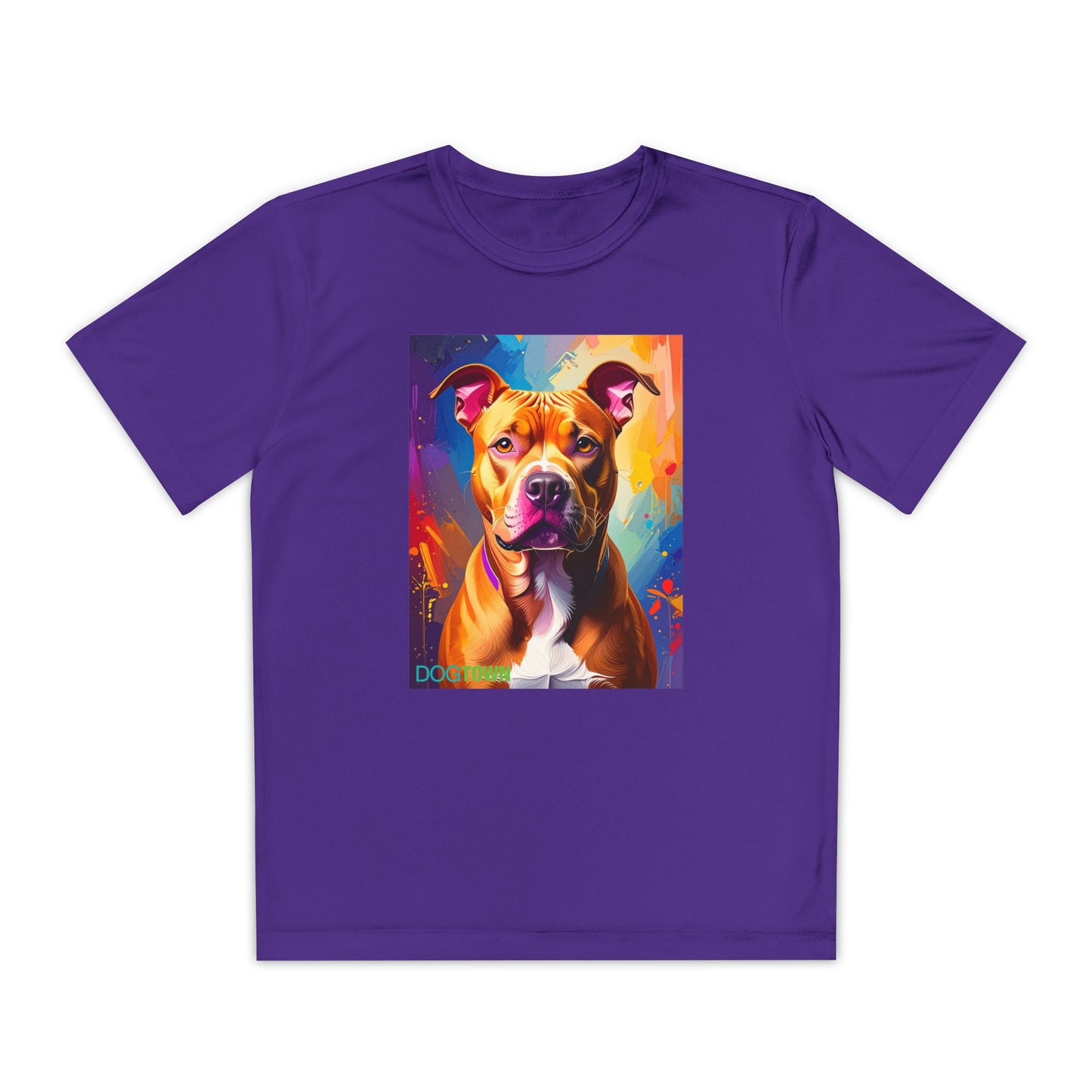 Pup Art Canvas - Kid's Sport Short Sleeve Tee (Pit Bull)