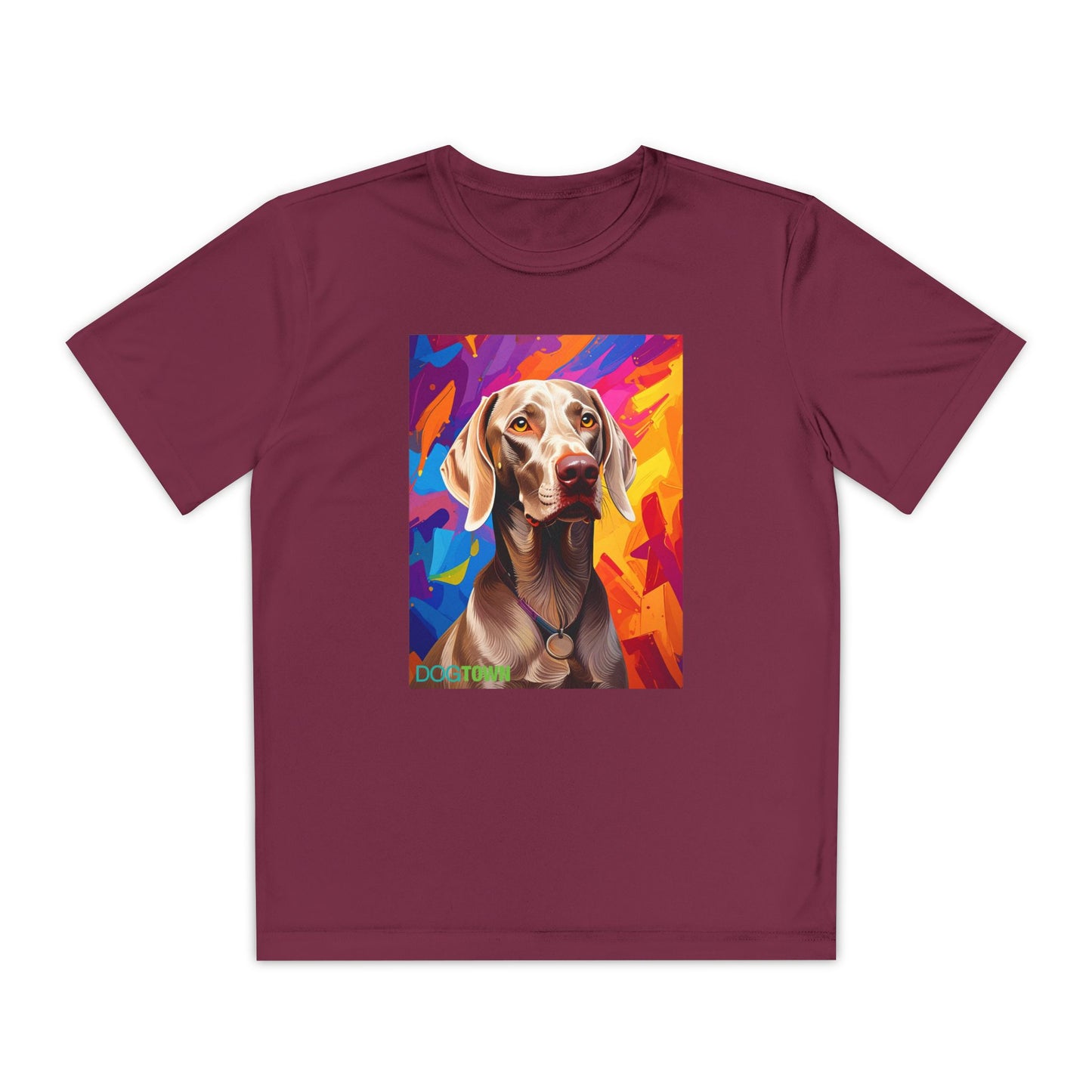 Pup Art Canvas - Kid's Sport Short Sleeve Tee (Weimaraner)