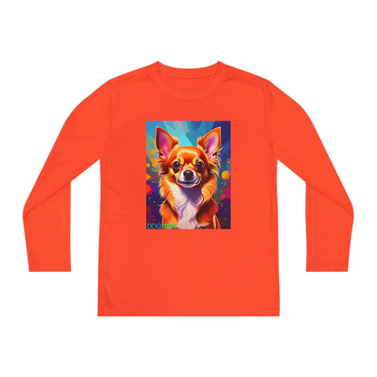 Pup Art Canvas - Kid's Sport Long Sleeve Tee (Chihuahua)
